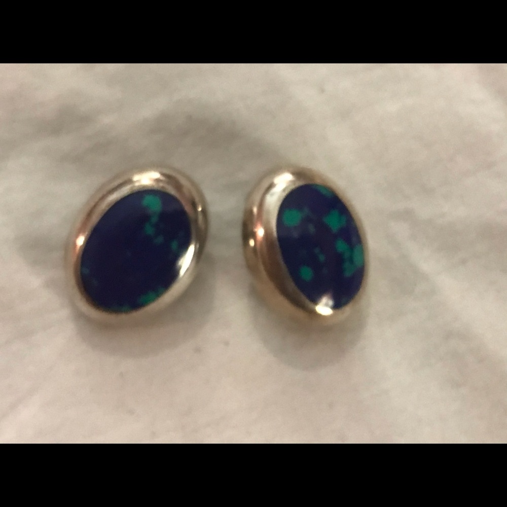 Vintage Taxco Mexican Sterling Earrings with Lapis